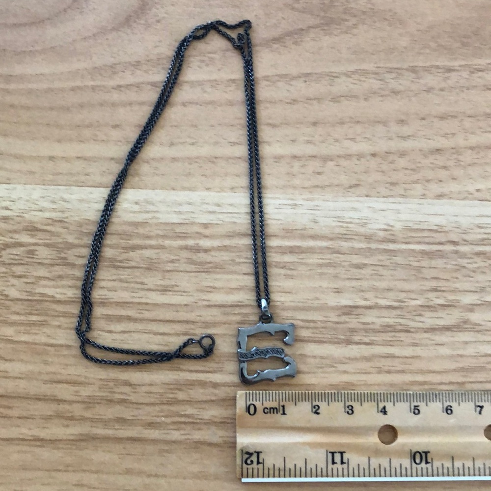 NWOT men’s black sterling silver alphabet E necklace